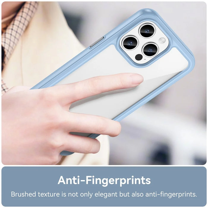 For iPhone 15 Pro TPU+Acrylic Shockproof Mobile Phone Back Cover Clear Protective Case - Blue - 4