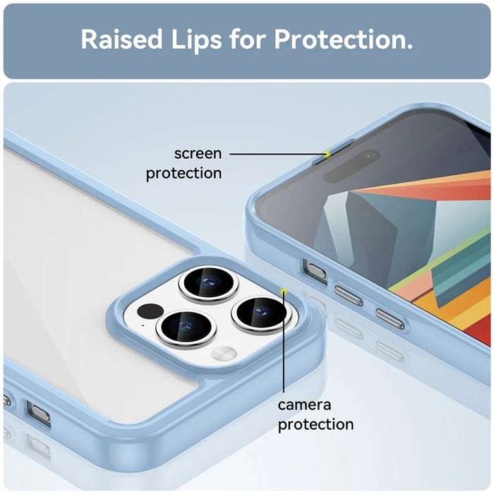 For iPhone 15 Pro TPU+Acrylic Shockproof Mobile Phone Back Cover Clear Protective Case - Blue - 5
