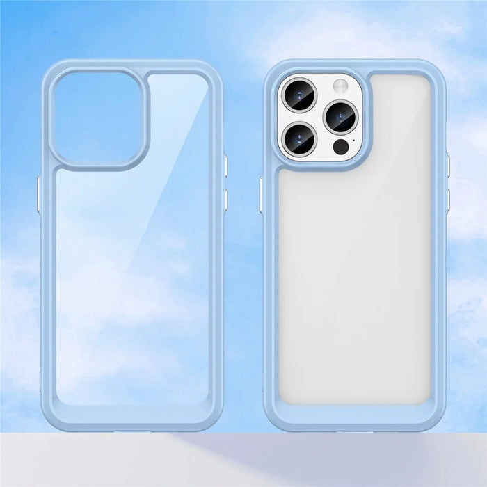 For iPhone 15 Pro TPU+Acrylic Shockproof Mobile Phone Back Cover Clear Protective Case - Blue - 7