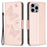For iPhone 15 Pro Max Flip Case Butterfly Imprinted Leather Anti-Dust Stand Wallet Phone Cover with Strap - Rose Gold - 1