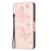 For iPhone 15 Pro Max Flip Case Butterfly Imprinted Leather Anti-Dust Stand Wallet Phone Cover with Strap - Rose Gold - 6