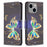 For iPhone 15 Plus Wallet PU Leather Phone Case Pattern Printing Stand Protective Phone Cover - Jewelry Butterfly - 1