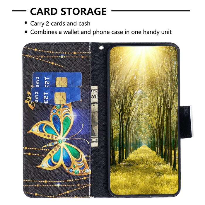 For iPhone 15 Plus Wallet PU Leather Phone Case Pattern Printing Stand Protective Phone Cover - Jewelry Butterfly - 3