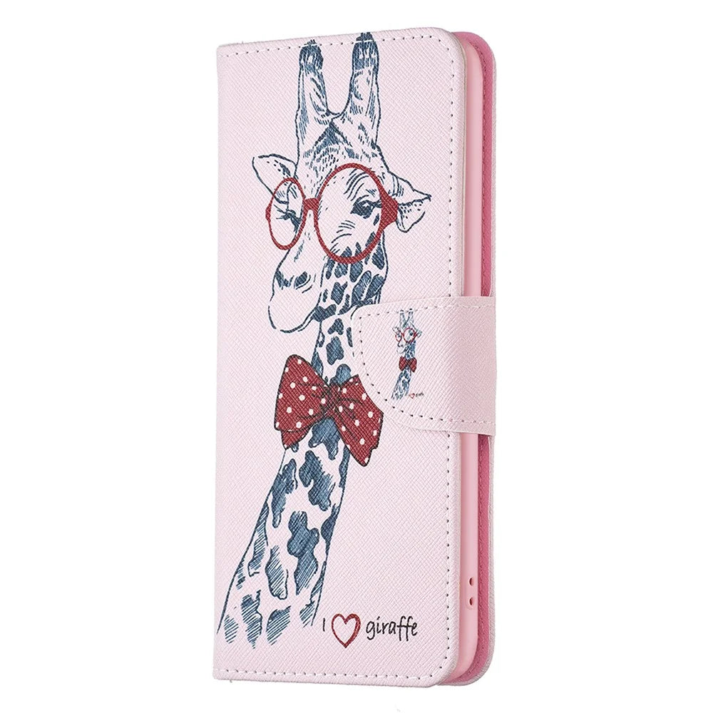 Stand Wallet Phone Case for iPhone 15 , Pattern Printing PU Leather + TPU Phone Cover - Giraffe - 7