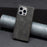 For iPhone 15 Pro Max Stand Leather Phone Cover Card Holder Shell Imprinted Line Cell Phone Case - Black - 5