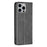 For iPhone 15 Pro Max Stand Leather Phone Cover Card Holder Shell Imprinted Line Cell Phone Case - Black - 7