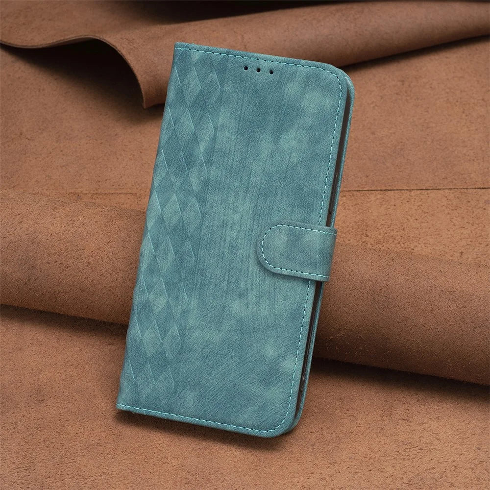 For iPhone 15 Pro Mobile Phone Stand Case Wallet Imprinted Rhombus PU Leather Anti-Drop Phone Cover - Green - 7