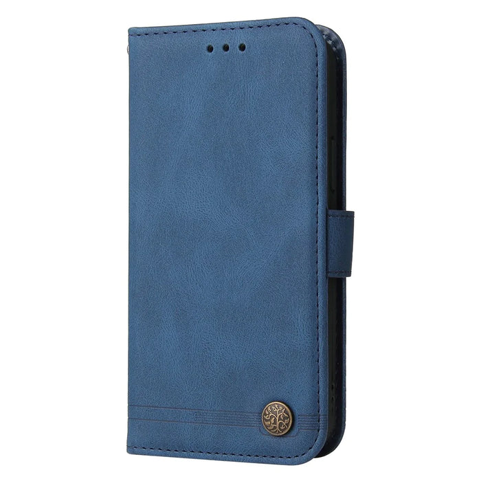 For iPhone 15 Pro Leather Wallet Cases Skin Touch Phone Cover Stand with Strap - Blue - 6