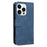 For iPhone 15 Pro Leather Wallet Cases Skin Touch Phone Cover Stand with Strap - Blue - 7