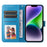 For iPhone 15 Plus Shockproof Sunflower Imprinted Stand PU Leather Cover Wallet Case - Blue - 2
