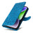 For iPhone 15 Plus Shockproof Sunflower Imprinted Stand PU Leather Cover Wallet Case - Blue - 5