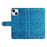 For iPhone 15 Plus Shockproof Sunflower Imprinted Stand PU Leather Cover Wallet Case - Blue - 6