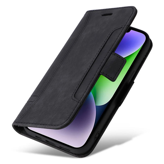 BETOPNICE 001 For iPhone 15 Plus Shockproof PU Leather Stand Cover Multifunction Wallet Cell Phone Case - Black - 5