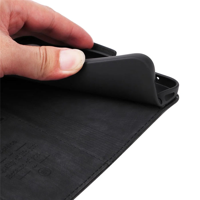 BETOPNICE 001 For iPhone 15 Plus Shockproof PU Leather Stand Cover Multifunction Wallet Cell Phone Case - Black - 6