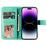 For iPhone 15 Pro Max Case Floral Pattern PU Leather Wallet Stand Phone Cover - Green - 2