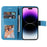 For iPhone 15 Pro Case Floral Pattern PU Leather Wallet Stand Phone Cover - Blue - 2