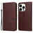 For iPhone 15 Pro Wallet Phone Case Anti-Scratch PU Leather Calf Texture Flip Stand Phone Shell Cover - Brown - 1