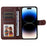 For iPhone 15 Pro Wallet Phone Case Anti-Scratch PU Leather Calf Texture Flip Stand Phone Shell Cover - Brown - 2