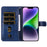 Wallet Foldable Stand Cover For iPhone 15 Plus Anti-Scratch Calf Texture Phone Case Zipper Pocket Phone Shell - Blue - 2