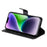 For iPhone 15 Anti-Scratch Calf Texture Phone Case Wallet Foldable Stand Cover with Zipper Pocket - Black - 3