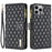 BINFEN COLOR BF Style-15 For iPhone 15 Pro Max Wallet Phone Stand Shell Flip Case Zipper Pocket Leather Cover - Black - 1