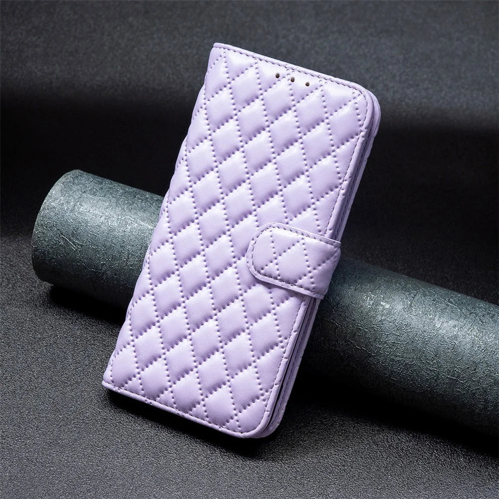 BINFEN COLOR BF Style-14 for iPhone 15 Plus Phone Wallet Shell Imprinted Stand Leather Case Smartphone Cover - Purple - 4