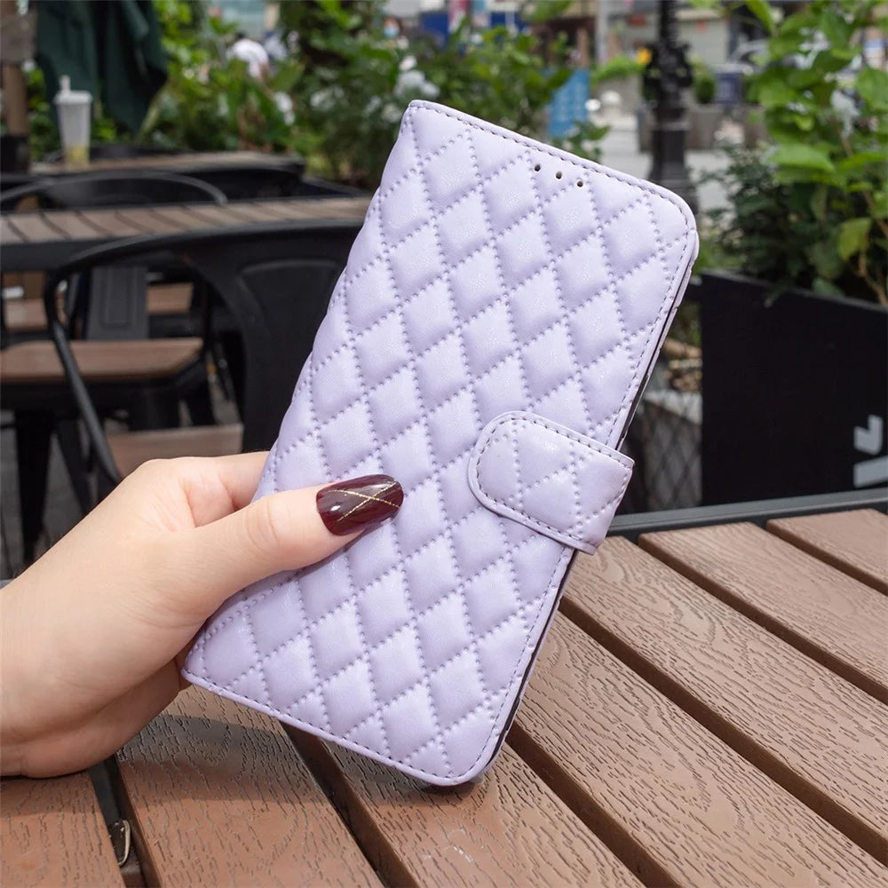 BINFEN COLOR BF Style-14 for iPhone 15 Plus Phone Wallet Shell Imprinted Stand Leather Case Smartphone Cover - Purple - 6