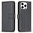 BINFEN COLOR BF17 For iPhone 15 Pro Max Anti-Scratch Wallet Stand Cell Phone Cover TPU+PU Leather Phone Case - Black - 1
