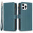 BF Style-19 For iPhone 15 Pro Zipper Pocket PU Leather Case Wallet Stand Phone Cover - Green - 1