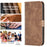 Imprinted Rhombus PU Leather Case for iPhone 15 , Drop-Proof Stand Wallet Phone Cover - Brown - 4