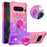 For Google Pixel 8 Pro TPU Case with Kickstand Gradiant Quicksand Shockproof Cover - Pink+Purple - 1
