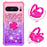 For Google Pixel 8 Pro TPU Case with Kickstand Gradiant Quicksand Shockproof Cover - Pink+Purple - 2