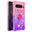 For Google Pixel 8 Pro TPU Case with Kickstand Gradiant Quicksand Shockproof Cover - Pink+Purple - 3