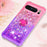 For Google Pixel 8 Pro TPU Case with Kickstand Gradiant Quicksand Shockproof Cover - Pink+Purple - 6
