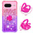 For Google Pixel 8 TPU Case with Kickstand Gradiant Quicksand Shockproof Cover - Pink+Purple - 2