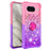 For Google Pixel 8 TPU Case with Kickstand Gradiant Quicksand Shockproof Cover - Pink+Purple - 3