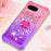 For Google Pixel 8 TPU Case with Kickstand Gradiant Quicksand Shockproof Cover - Pink+Purple - 6