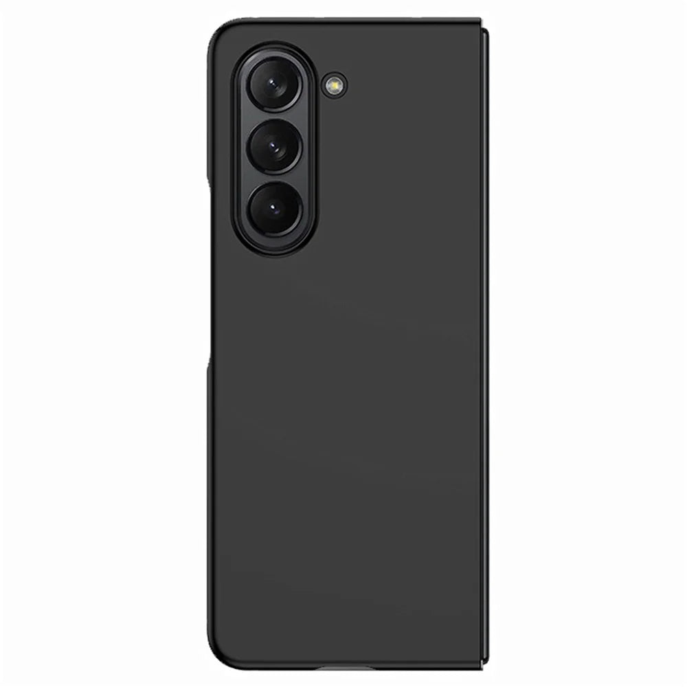 For Samsung Galaxy Z Fold5 5G Skin-Touch Phone Case Hard PC Folding Phone Case with Tempered Glass Film - Black - 4