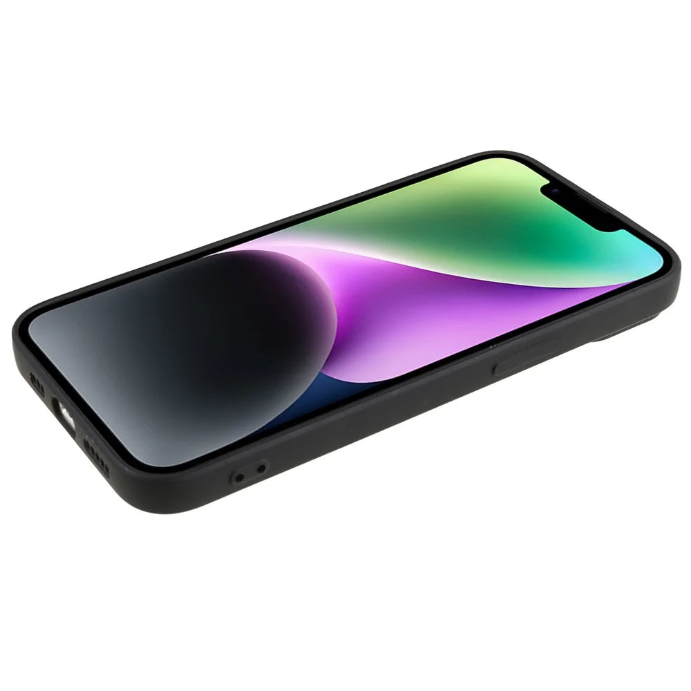 Fiber Lining Shell for iPhone 15 Plus Candy Color TPU Phone Case Rubberized Phone Cover - Black - 5