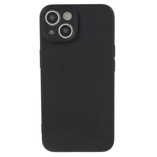 Fiber Lining Shell for iPhone 15 Candy Color Anti-Drop TPU Phone Case Rubberized Phone Cover - Black - 2