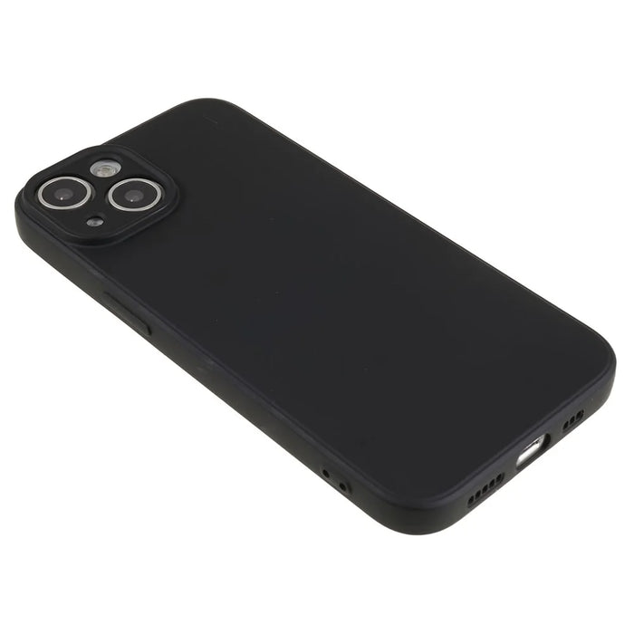 Fiber Lining Shell for iPhone 15 Candy Color Anti-Drop TPU Phone Case Rubberized Phone Cover - Black - 4