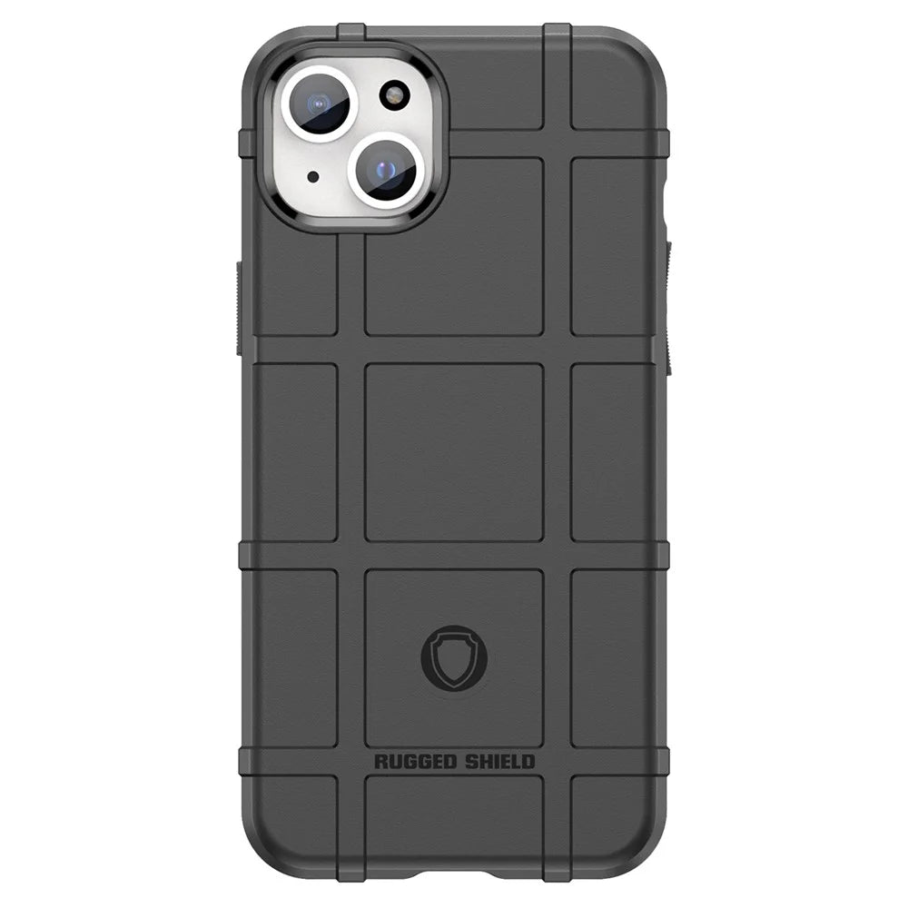 For iPhone 15 Plus Shockproof Square Grid Texture TPU Phone Case Back Cover - Black - 1