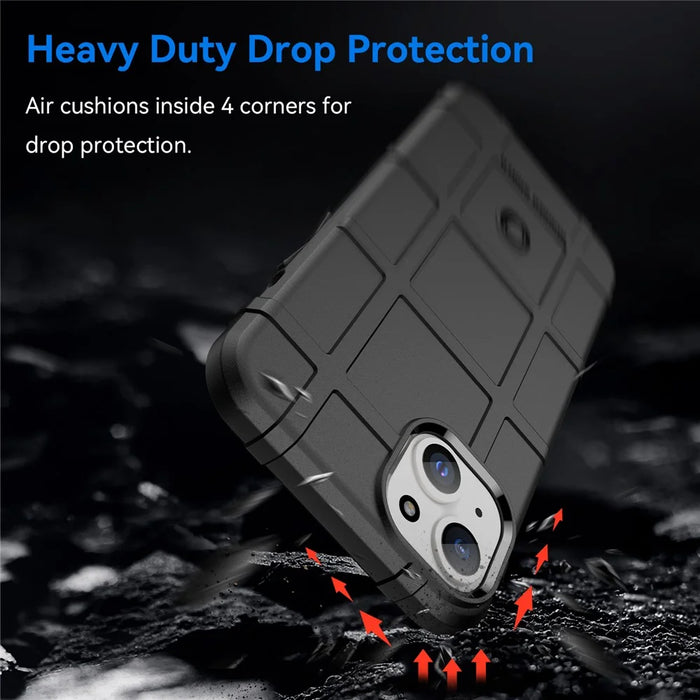 For iPhone 15 Plus Shockproof Square Grid Texture TPU Phone Case Back Cover - Black - 3