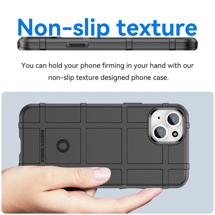 For iPhone 15 Plus Shockproof Square Grid Texture TPU Phone Case Back Cover - Black - 4