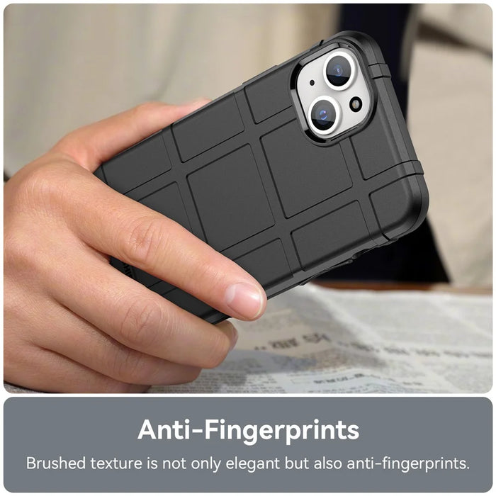 For iPhone 15 Plus Shockproof Square Grid Texture TPU Phone Case Back Cover - Black - 5