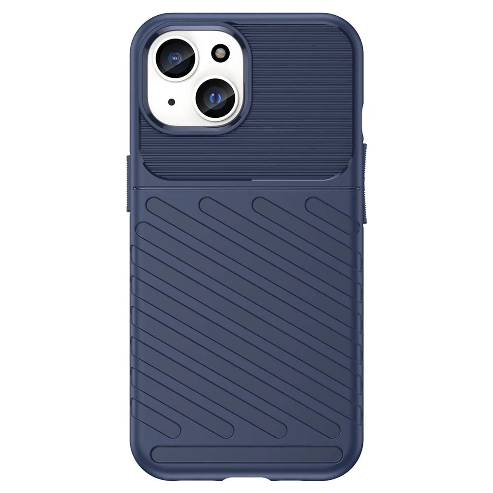 Thunder Series For iPhone 15 Plus Thicken TPU Phone Case Twill Texture Anti-scratch Cover - Blue - 1