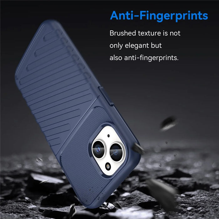 Thunder Series For iPhone 15 Plus Thicken TPU Phone Case Twill Texture Anti-scratch Cover - Blue - 5