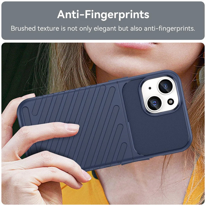 Thunder Series For iPhone 15 Plus Thicken TPU Phone Case Twill Texture Anti-scratch Cover - Blue - 7