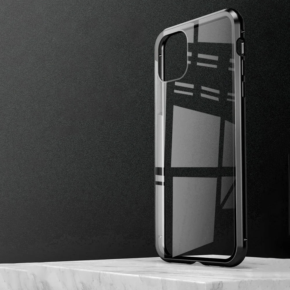 Phone Case for iPhone 15 Pro Full Body Case Magnetic Tempered Glass Double-Sided Phone Case - Red - 5