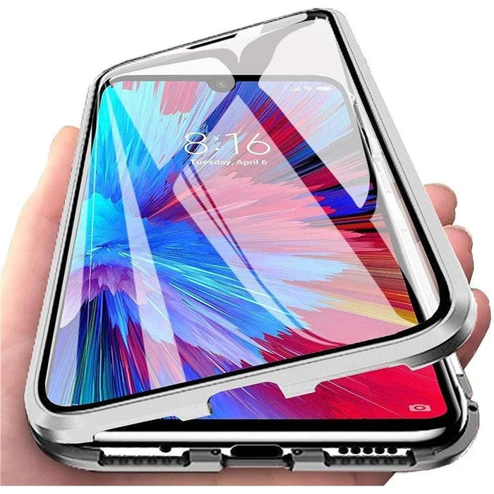 For iPhone 15 Full Body Case Magnetic Tempered Glass Double-Sided Phone Case - Black - 3